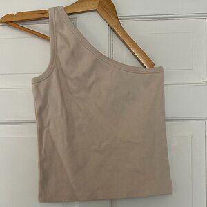 Cream One Shoulder Tank Top